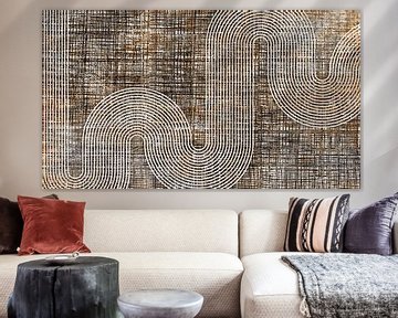 Japandi Modern Abstract Geometrisch Organische Lijn Curve Textuur van Mad Dog Art
