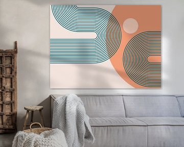 Modern Abstrakt Japandi Geometrisch Linie Kurve Sonne