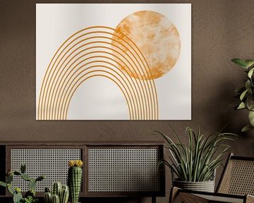 Modern Abstrakt Japandi Geometrisch Linie Kurve Wabi Sabi