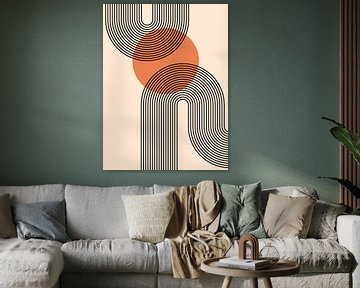 Modern Abstract Japandi Geometric Line Curve Rainbow Sun by Mad Dog Art