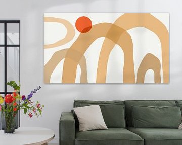 Modern Abstrakt Japandi Geometrisch Linie Kurve Regenbogen Neutral