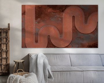Modern Abstrakt Japandi Geometrisch Linie Kurve Regenbogen Kupfer