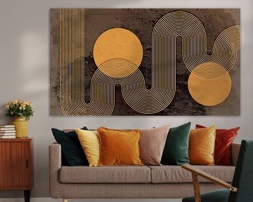 Modern Abstract Boog Geometrisch Organisch Meditatief Bruin van Mad Dog Art