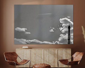 Eiffel Tower Silhouette Against a Cloudy Sky by Sergio Pazzano
