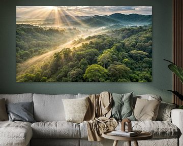 Magisch licht over het boslandschap van Klaus Tesching - Art-AI