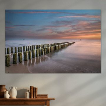 Brise-lames et coucher de soleil à Westkapelle