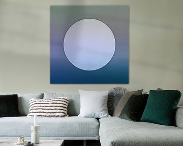 Moderne Japandi Mond Abstraktion in Platin Grau
