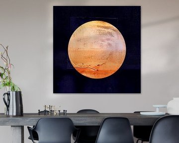 Modern Japandi moon abstraction in copper by FRESH Fine Art