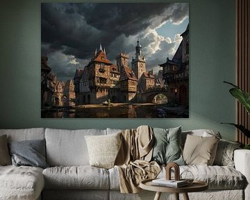 de oude stad, uitzicht vanaf de overkant van de rivier van Nick Wendt
