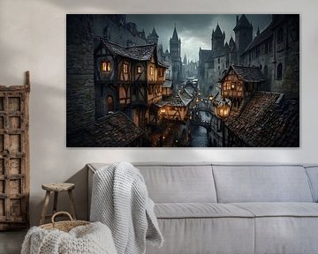 de oude stad bij nacht van Nick Wendt