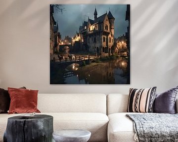 de oude stad in de avond van Nick Wendt