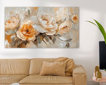 Fleurs en beige et orange