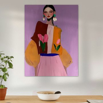 Kleurrijk modern en abstract portret van Carla Van Iersel