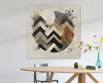 Modern Abstrakt Japandi Gebirgslandschaft Geometrie