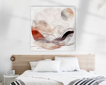 Abstrakt Moderne Japandi Gebirgslandschaft Japan Natur Geometrie