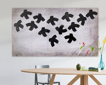 Modern Abstrakte Wabi Sabi Vogel Flug Kunst