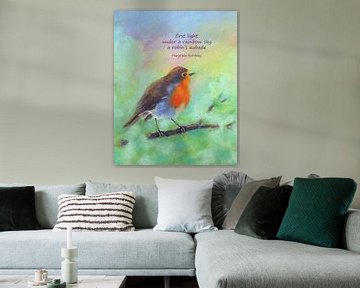 Rotkehlchens Morgenlied Haiku Englisch