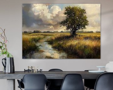Polderlandschap van Abstract Schilderij