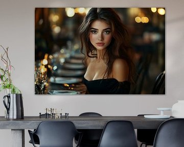 Frau allein im Restaurant
