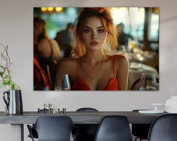 Frau allein im Restaurant