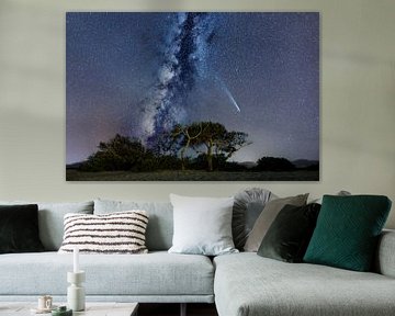 Melkweg en komeet in woestijn, milky way and comet in desert 3 van Corrine Ponsen