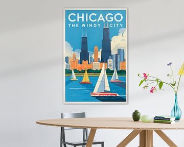 Chicago, Illinois - Vintage Reisposter van Poster Art Shop