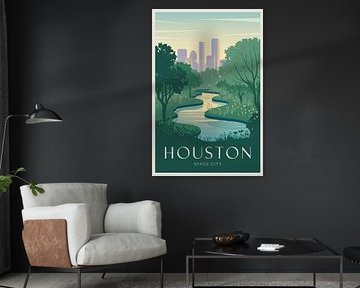 Houston, Texas - Vintage Reisposter van Poster Art Shop