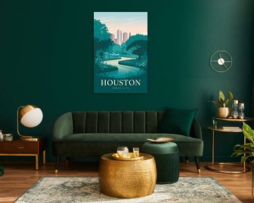 Houston, Texas Vintage Reisposter van Poster Art Shop