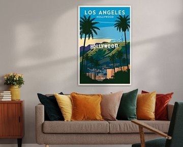 Los Angeles, Californië + Vintage Reisposter van Poster Art Shop