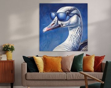 Zwaan Hip Blauw | Beaked Blues Brother van Blikvanger Schilderijen
