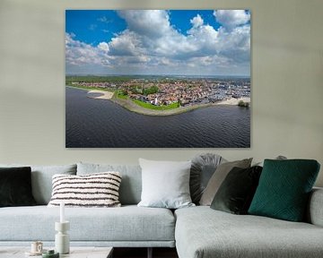 Urk luchtfoto van het voormalige eiland aan het IJsselmeer