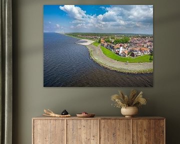 Urk luchtfoto van het voormalige eiland aan het IJsselmeer