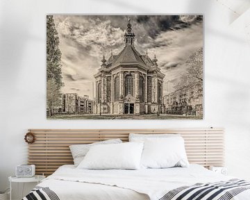 De Nieuwe Kerk in Den Haag als ets bewerkt van Robert Jan Smit