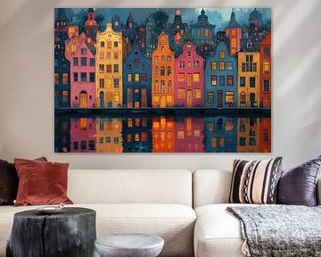 Nighttime Canal Cityscape
