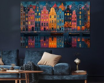 Nighttime Canal Cityscape