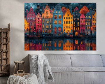 Nighttime Canal Cityscape