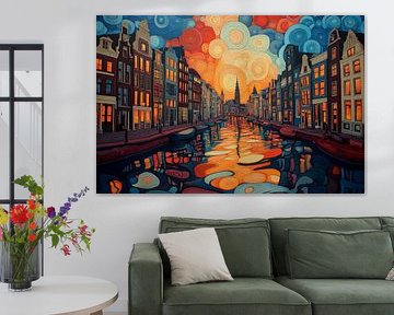 Nighttime Canal Cityscape
