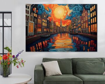Nighttime Canal Cityscape