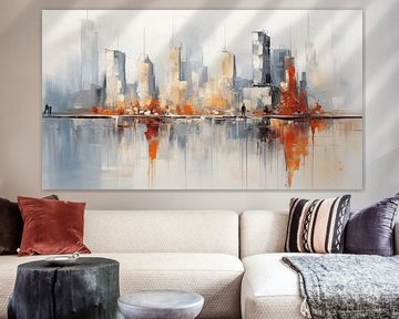 Abstract schilderij acryl winkelen mensen kunst, modern abstract, skyline en steden van Animaflora PicsStock