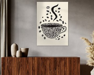 Tasse à café en grains avec vapeur aromatique