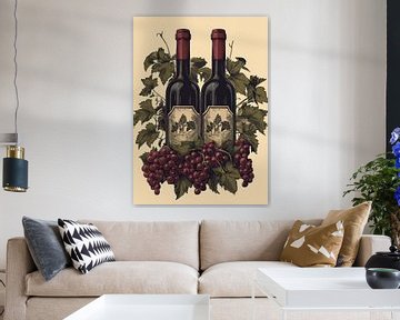 Noble wine still life with wine bottles and grapes by Pixelbull Design