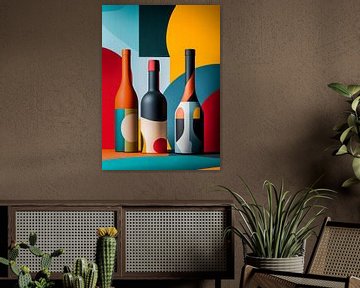Abstract wine bottles in vibrant colours and shapes by Pixelbull Design