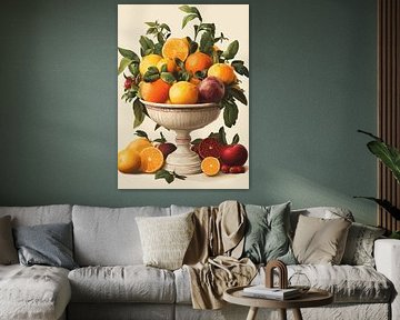 Nature morte aux agrumes dans un bol antique