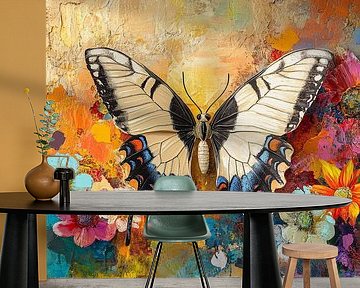 Kleurrijke vlinder met bloemen van Imperial Art House
