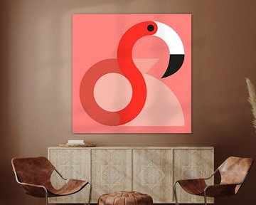 Grafisch vogels - Flamingo van Tim de Leeuw