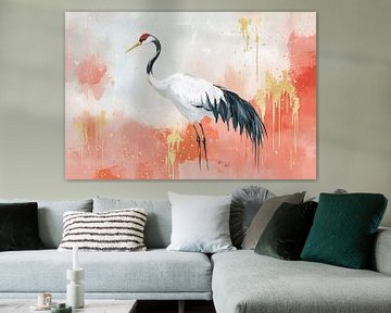 Elegante kraanvogel in kunstwerk van Imperial Art House
