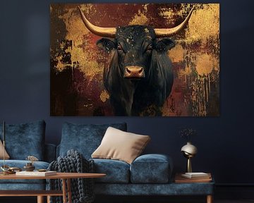 Robuster Stier mit goldenen Details von Imperial Art House