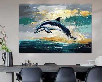 Dolphin in colourful jump by Imperial Art House