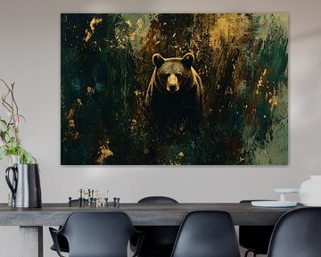 Bear in abstract forest