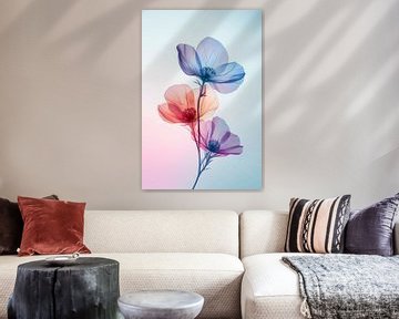 Transparantie in Kleur Minimalistische Bloemkunst Pastel tinten van Eva Lee